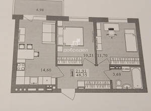 2-к квартира, вторичка, 46м2, 5/10 этаж