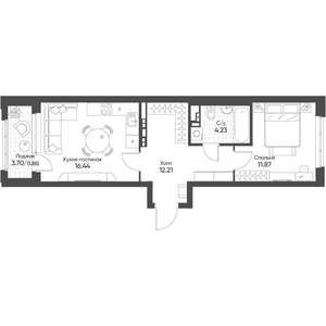 1-к квартира, вторичка, 46м2, 16/16 этаж