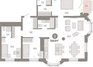 3-к квартира, вторичка, 107м2, 15/24 этаж