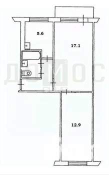 2-к квартира, вторичка, 45м2, 3/5 этаж