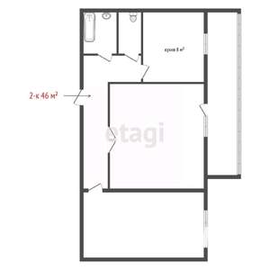 2-к квартира, вторичка, 46м2, 8/9 этаж