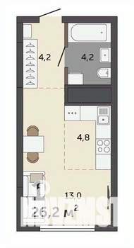 Студия квартира, строящийся дом, 26м2, 19/30 этаж