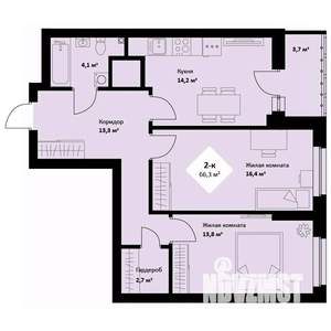 2-к квартира, вторичка, 66м2, 20/25 этаж