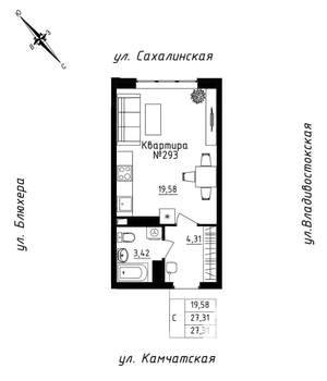 Студия квартира, вторичка, 27м2, 25/25 этаж