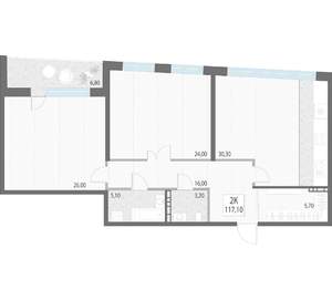 2-к квартира, строящийся дом, 117м2, 2/9 этаж