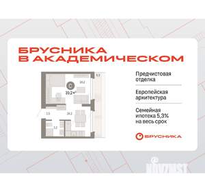 Студия квартира, вторичка, 38м2, 8/9 этаж