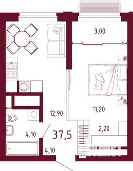 1-к квартира, вторичка, 38м2, 32/32 этаж