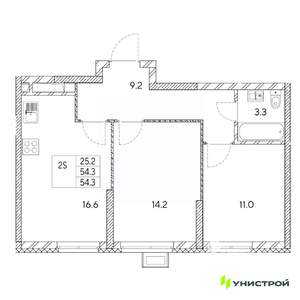 2-к квартира, вторичка, 54м2, 22/31 этаж