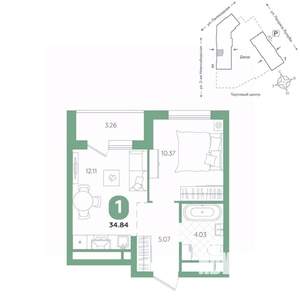 1-к квартира, вторичка, 35м2, 13/24 этаж