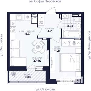 1-к квартира, вторичка, 37м2, 16/17 этаж
