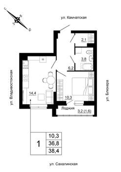 1-к квартира, вторичка, 38м2, 3/24 этаж