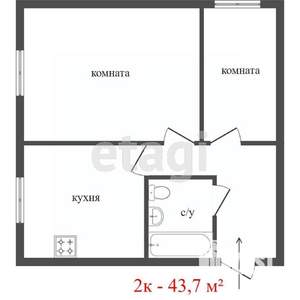2-к квартира, вторичка, 44м2, 5/5 этаж