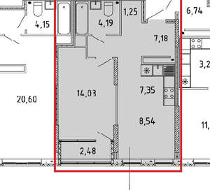 2-к квартира, вторичка, 45м2, 25/32 этаж