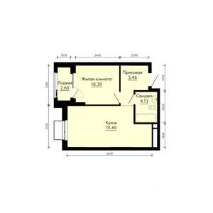 1-к квартира, строящийся дом, 41м2, 9/31 этаж