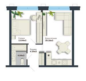 1-к квартира, вторичка, 42м2, 13/25 этаж
