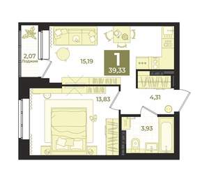 1-к квартира, вторичка, 39м2, 3/23 этаж