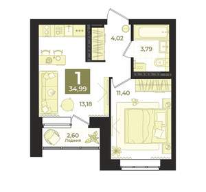 1-к квартира, вторичка, 35м2, 14/23 этаж
