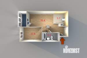 1-к квартира, вторичка, 49м2, 8/15 этаж