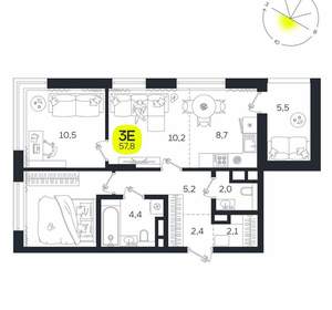 3-к квартира, вторичка, 58м2, 7/27 этаж