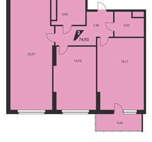 3-к квартира, вторичка, 75м2, 22/25 этаж