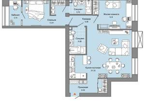 2-к квартира, вторичка, 82м2, 6/8 этаж