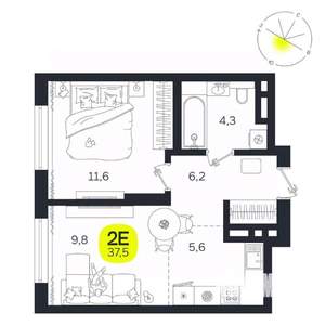 2-к квартира, вторичка, 38м2, 10/27 этаж