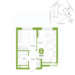 2-к квартира, вторичка, 36м2, 5/24 этаж