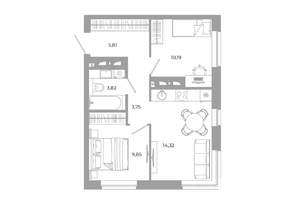 2-к квартира, вторичка, 48м2, 3/24 этаж