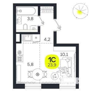 Студия квартира, вторичка, 24м2, 2/27 этаж