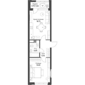 1-к квартира, вторичка, 46м2, 5/16 этаж