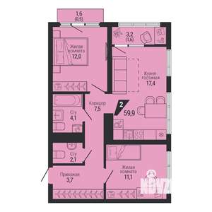 2-к квартира, вторичка, 60м2, 4/31 этаж