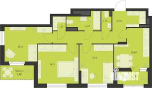 3-к квартира, вторичка, 72м2, 6/6 этаж