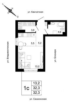Студия квартира, вторичка, 32м2, 9/24 этаж