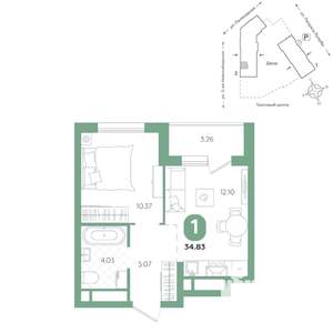 1-к квартира, вторичка, 35м2, 16/24 этаж