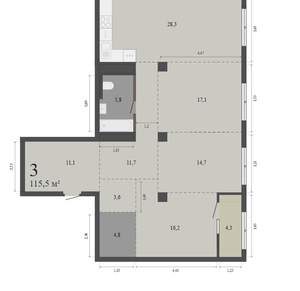3-к квартира, вторичка, 116м2, 12/8 этаж