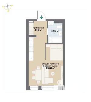 Студия квартира, вторичка, 33м2, 5/26 этаж