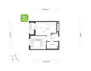 1-к квартира, вторичка, 43м2, 2/9 этаж