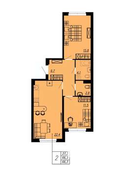 2-к квартира, вторичка, 65м2, 3/12 этаж