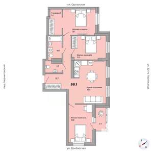 3-к квартира, вторичка, 88м2, 14/21 этаж