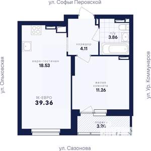 1-к квартира, вторичка, 39м2, 15/17 этаж