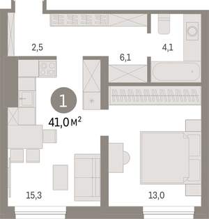 1-к квартира, вторичка, 41м2, 5/8 этаж