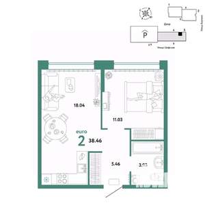 2-к квартира, вторичка, 38м2, 6/24 этаж