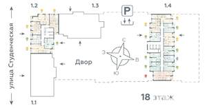 3-к квартира, строящийся дом, 68м2, 18/25 этаж