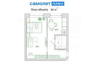 1-к квартира, вторичка, 30м2, 1/5 этаж