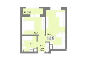 1-к квартира, вторичка, 40м2, 9/26 этаж