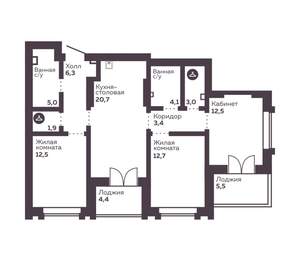 2-к квартира, вторичка, 82м2, 29/30 этаж