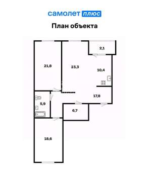 3-к квартира, вторичка, 104м2, 10/13 этаж