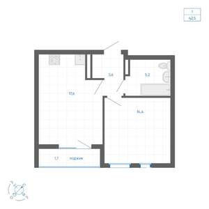 1-к квартира, вторичка, 43м2, 30/32 этаж