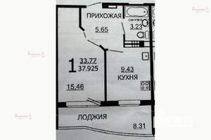 1-к квартира, вторичка, 34м2, 9/10 этаж