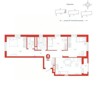 3-к квартира, вторичка, 83м2, 8/16 этаж